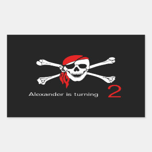 Pirate Skull and Crossbones 2nd Birthday Rectangular Sticker