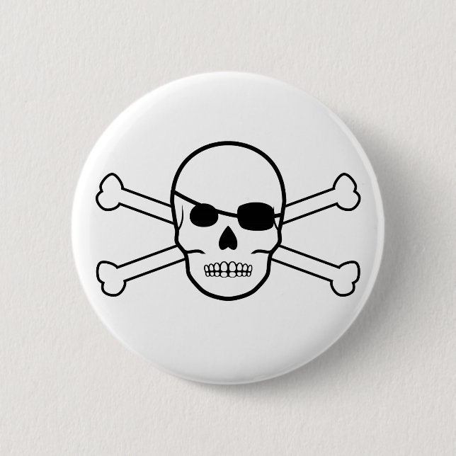 pirate skull and crossbones 6 cm round badge (Front)