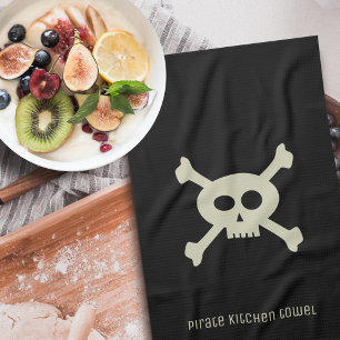 Pirate Skull and Crossbones Black Kitchen Towel