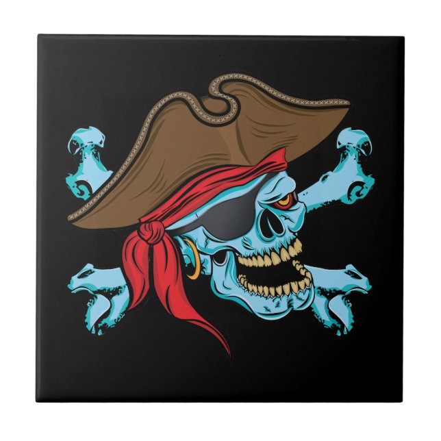 Pirate Skull and Crossbones Ceramic Tile (Front)