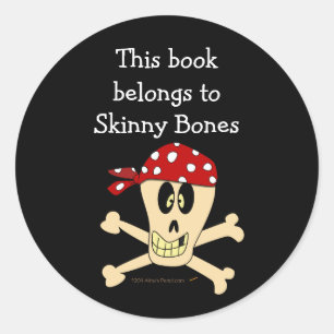 Pirate Skull and Crossbones Custom Bookplate Classic Round Sticker