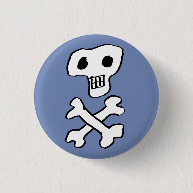 Pirate skull and crossbones design 3 cm round badge (Front)