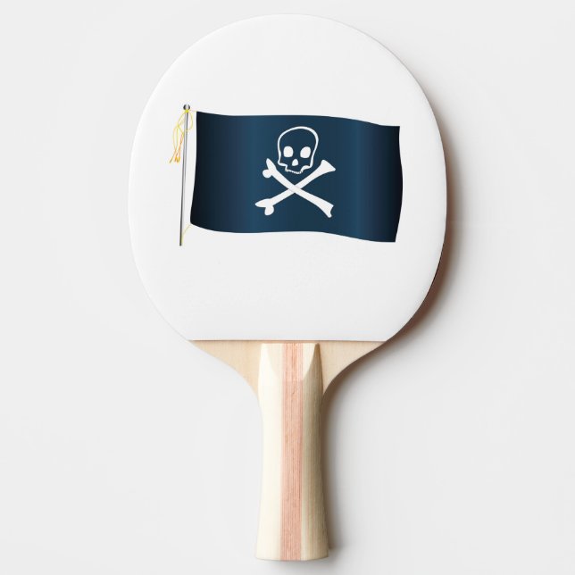 Pirate Skull and Crossbones Flag And Flagpole Ping Pong Paddle (Front)