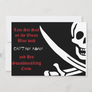 Pirate Skull and crossbones invitaion Invitation