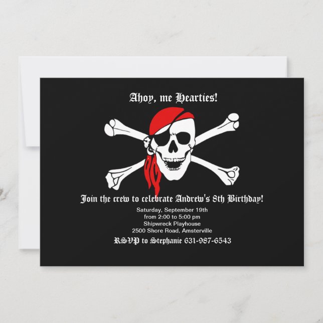 Pirate Skull and Crossbones Invitation (Front)