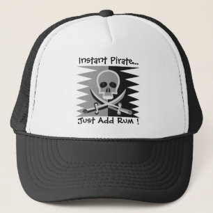 Pirate Skull and Crossbones - Just Add Rum! Trucker Hat