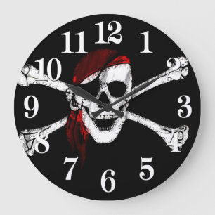 Pirate Skull and Crossbones Large Clock