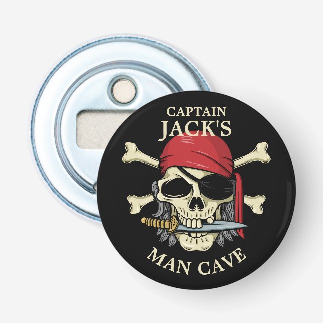 Pirate Skull and Crossbones Man Cave Bottle Opener (Front)