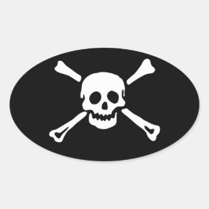 Pirate Skull and Crossbones Oval Sticker #3