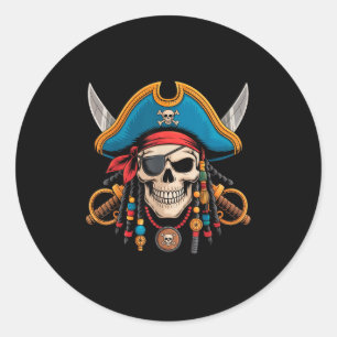 Pirate Skull And Crossbones Skeleton Halloween For Classic Round Sticker