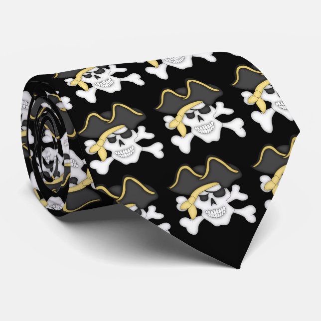 Pirate Skull and Crossbones Tie (Rolled)