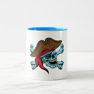 Pirate Skull and Crossbones Two-Tone Coffee Mug