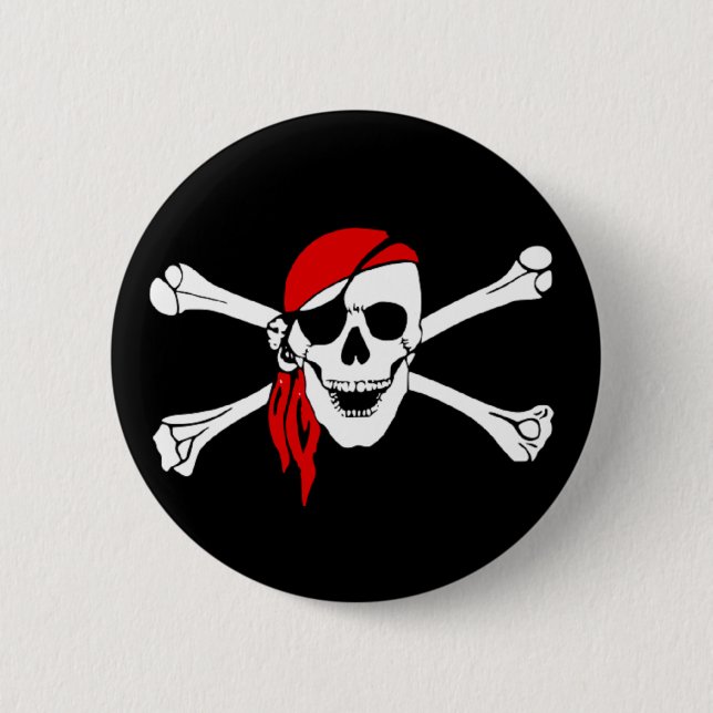Pirate Skull and Crossed Bones Button (Front)