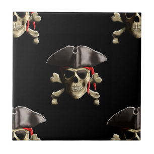 Pirate Skull And Hat Ceramic Tile