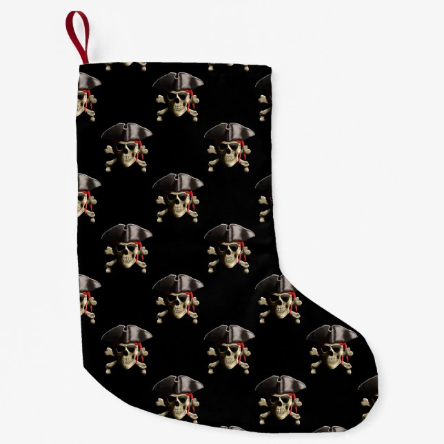 Pirate Skull And Hat Small Christmas Stocking (Front)