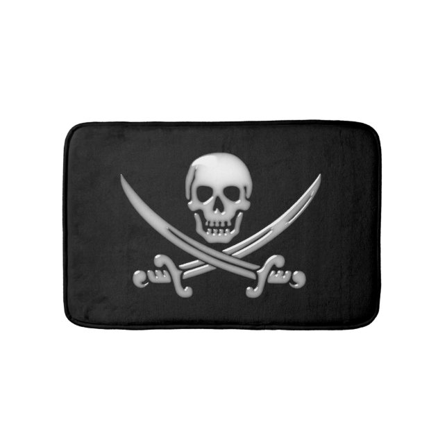 Pirate Skull and Sword Crossbones Bath Mat (Front)
