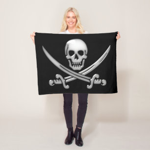 Pirate Skull and Sword Crossbones Fleece Blanket