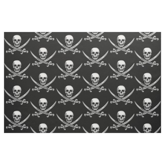 Pirate Skull and Sword Crossbones (TLAPD) Fabric (Yard)