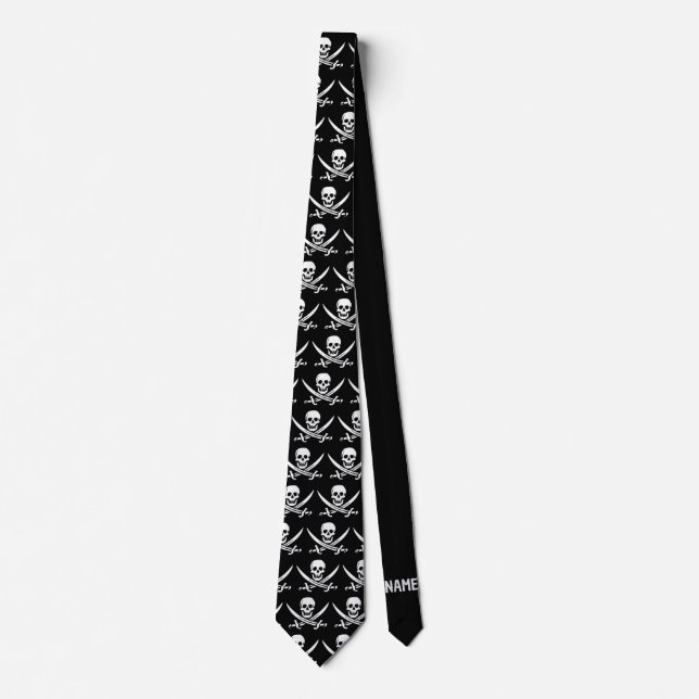 Pirate Skull and Swords, add text, Tie (Front)