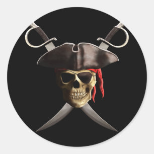 Pirate Skull And Swords Classic Round Sticker