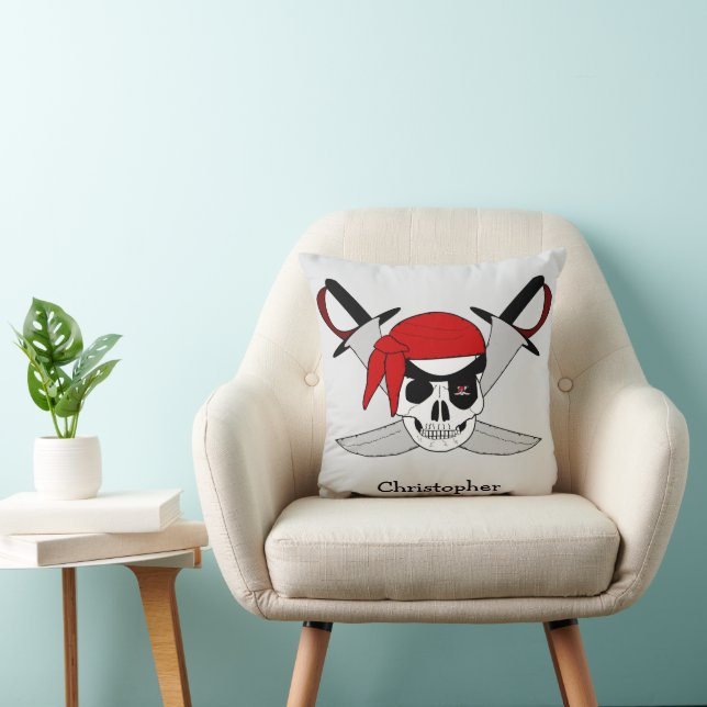 Pirate Skull And Swords Design Personalised Cushion (Chair)