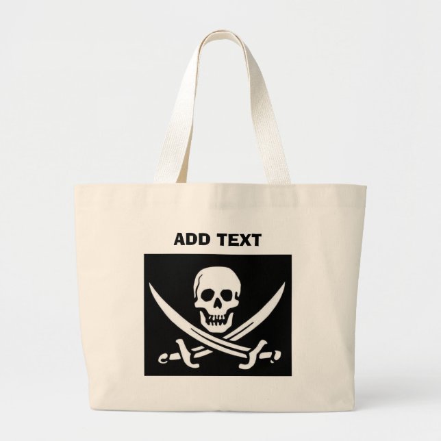 Pirate Skull and Swords Large Tote Bag (Front)