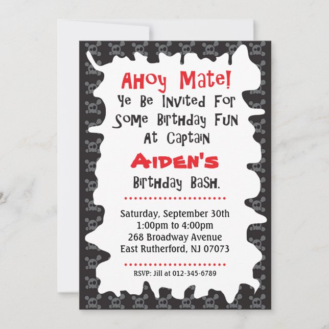 Pirate Skull Birthday Card (Front)