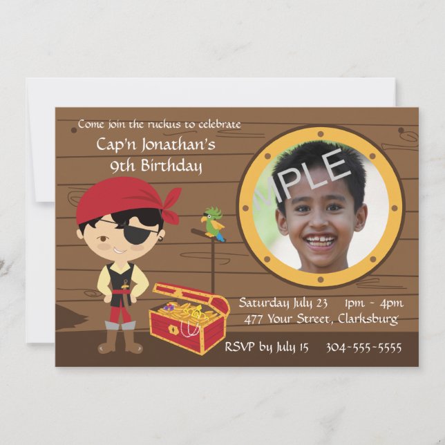 Pirate Skull Birthday Photo Template (Front)