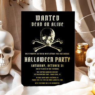 Pirate Skull & Bones Black Halloween Party Gold