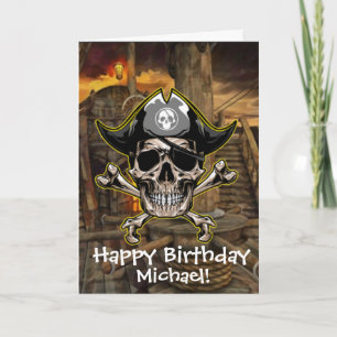 Pirate Skull Captain Cross Bones Ship Card