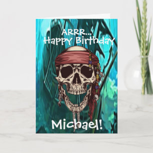 Pirate Skull Captain Ship Card