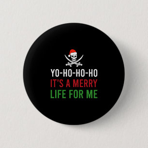 Pirate skull christmas yo ho ho a merry life for 6 cm round badge