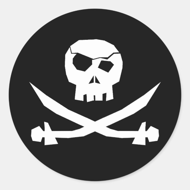 Pirate Skull Classic Round Sticker (Front)