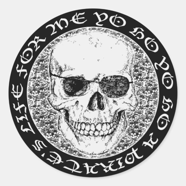 pirate skull classic round sticker (Front)