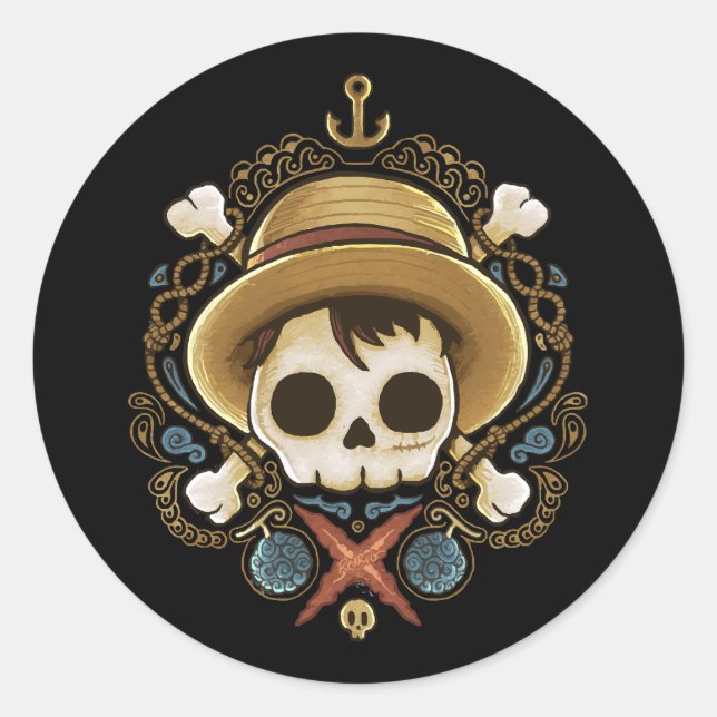 Pirate Skull Classic Round Sticker (Front)