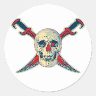 Pirate (Skull) - Classic Round Sticker, Glossy Sticker