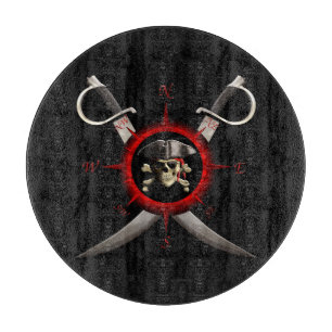 Pirate Skull Compass Rose Cutting Board