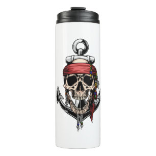 Pirate Skull Cross Bones Anchor Thermal Tumbler