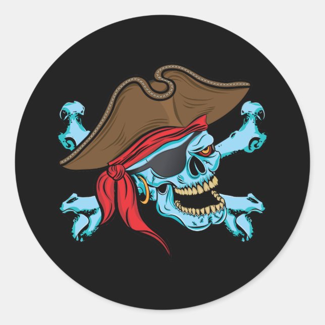 Pirate Skull & Crossbone Classic Round Sticker (Front)