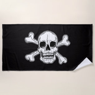 pirate skull crossbones beach towel