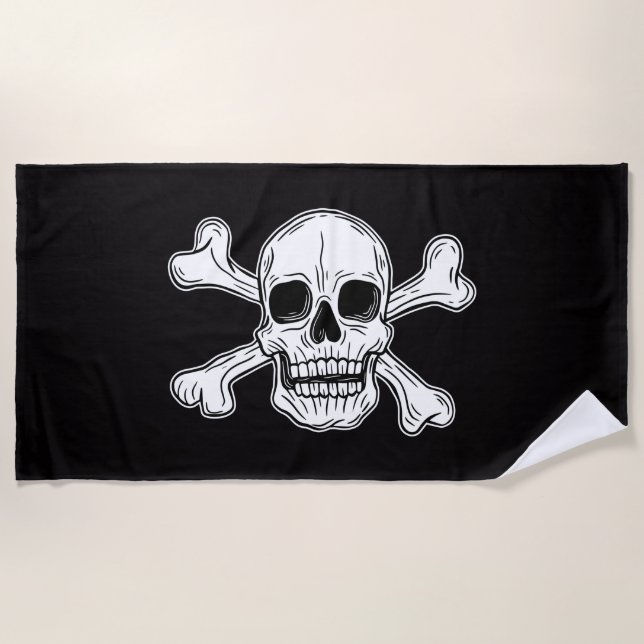 pirate skull crossbones beach towel (Front)