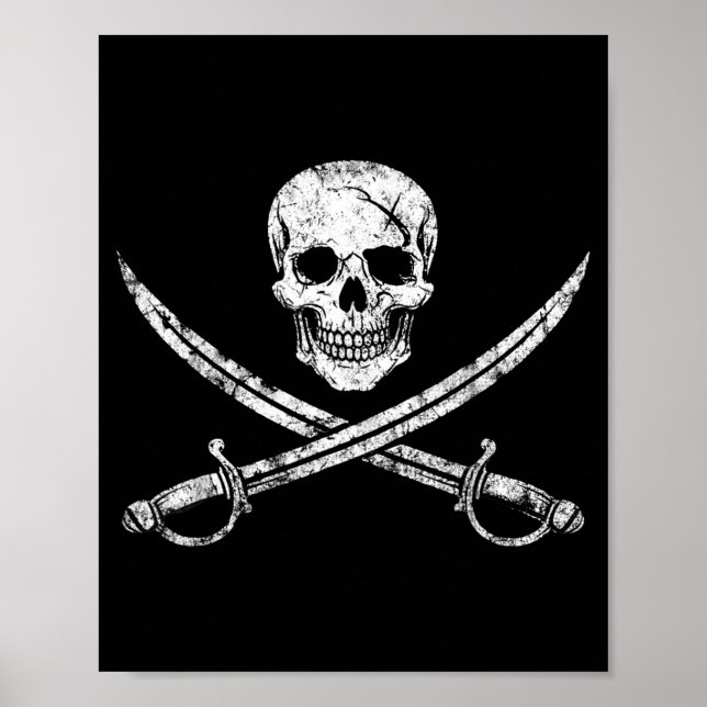 Pirate skull crossbones cross sword jolly roger poster (Front)