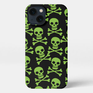 Pirate Skull Crossbones Pattern Green iPhone Case
