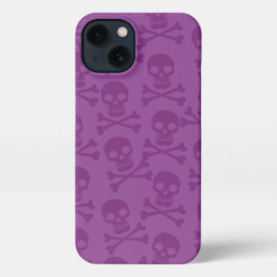 Pirate Skull Crossbones Pattern Purple iPhone 13 Case