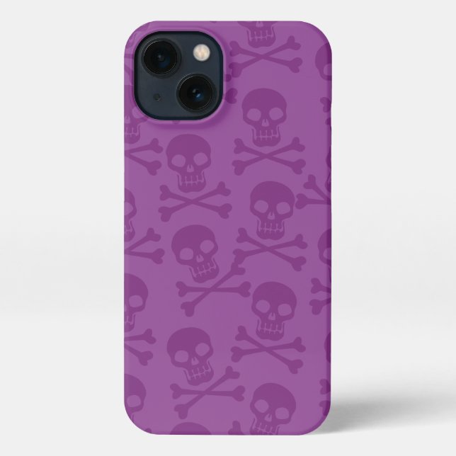 Pirate Skull Crossbones Pattern Purple iPhone Case (Back)