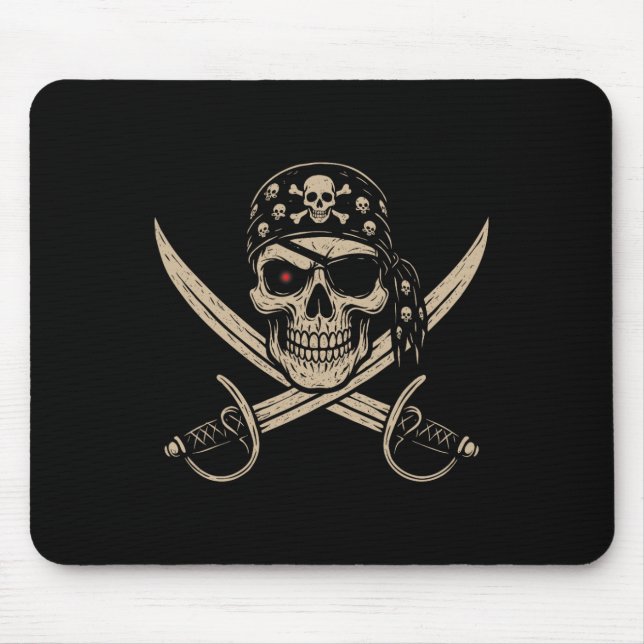 Pirate Skull Crossbones Skeleton Halloween For Men Mouse Pad (Front)