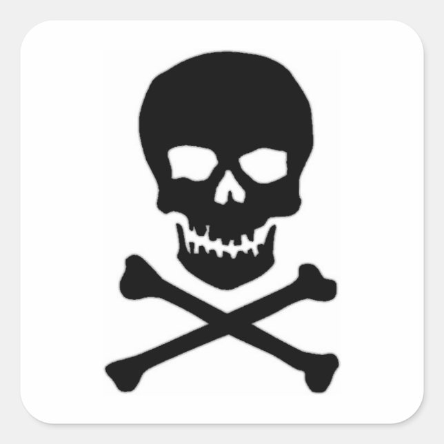 Pirate Skull & Crossbones Square Sticker (Front)