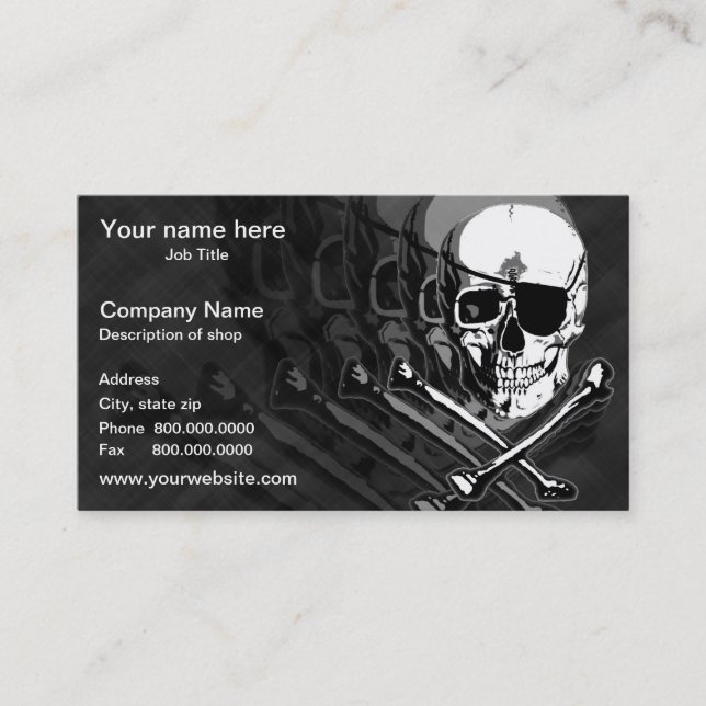Pirate Skull & Crossbones Template Business Card (Front)