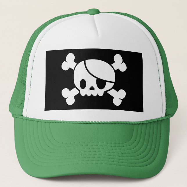 Pirate Skull & Crossbones Trucker Hat (Front)