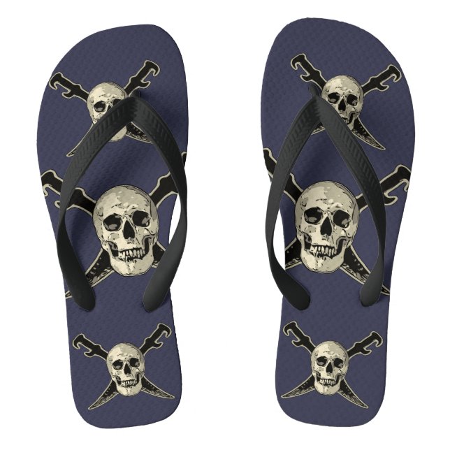 Pirate (Skull) - Custom Adult, Wide Straps Thongs (Footbed)